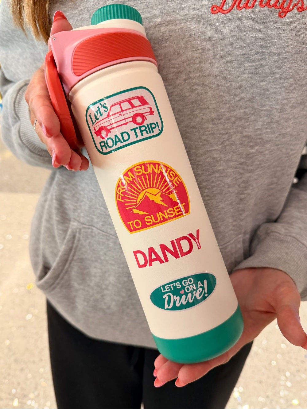 Starbucks & Dandy Collaboration Cream Travel Bottle with Pink and Teal Accents